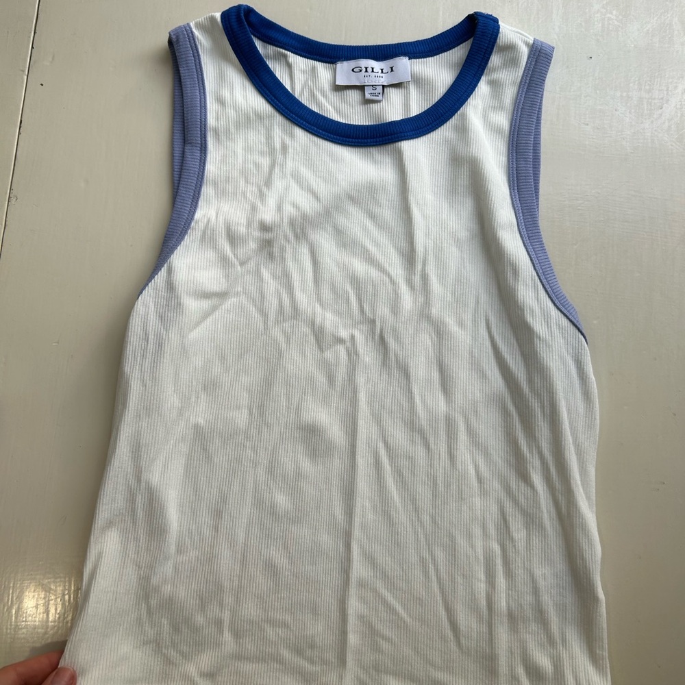 Gilli White and Blue Tank Top Athletic Style